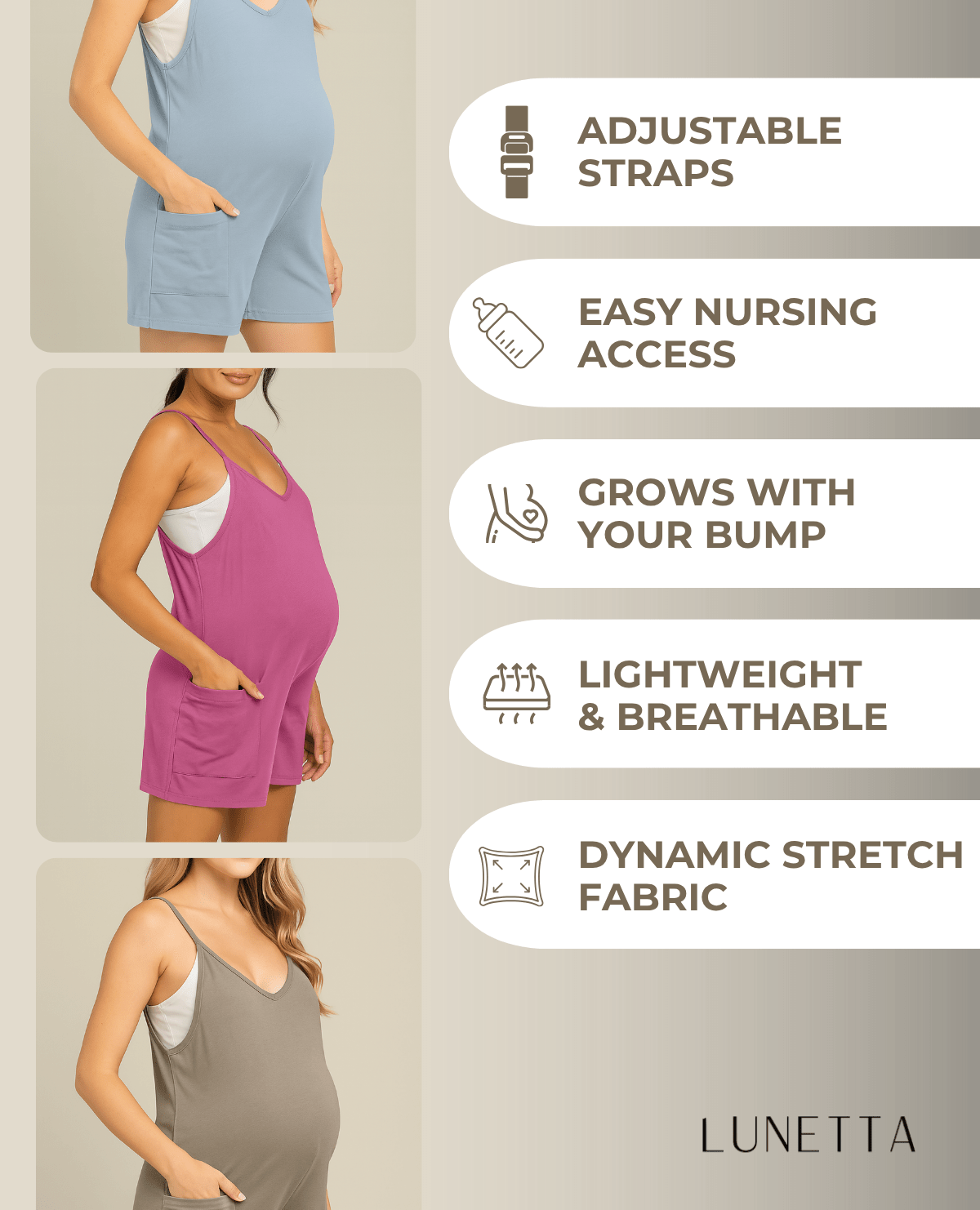 Oversized Jumpsuit Shorts - Maternity & Postpartum - Lunettaco