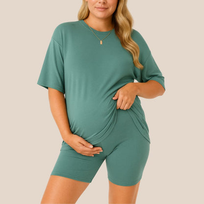 Maternity Comfort Tee & Shorts Two-Piece - Lunettaco