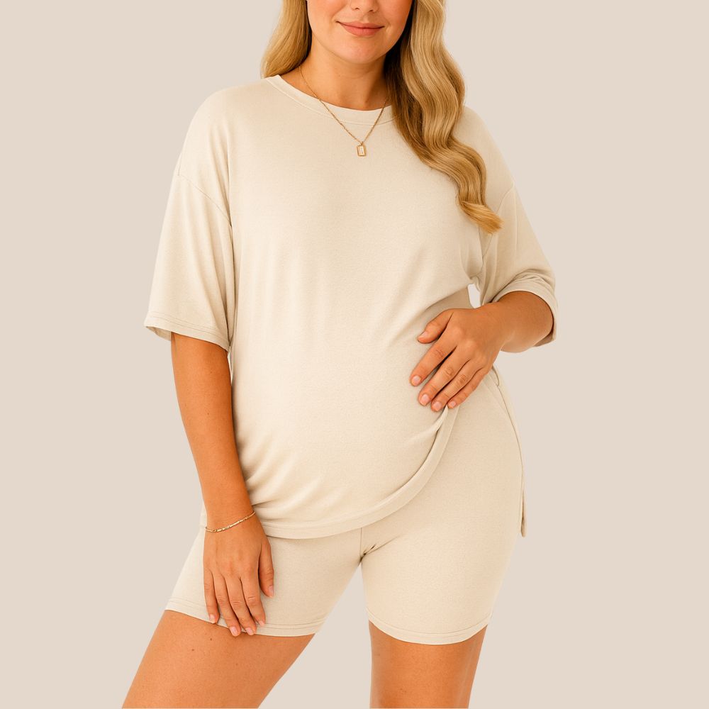 Maternity Comfort Tee & Shorts Two-Piece - Lunettaco