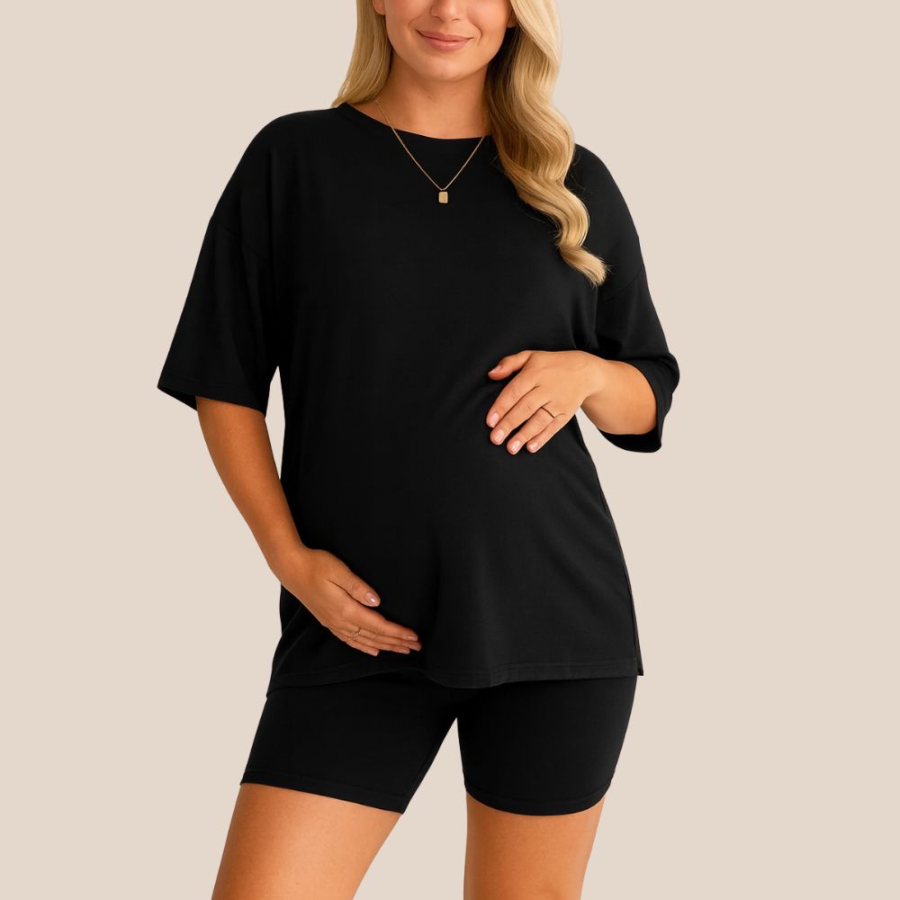 Maternity Comfort Tee & Shorts Two-Piece - Lunettaco