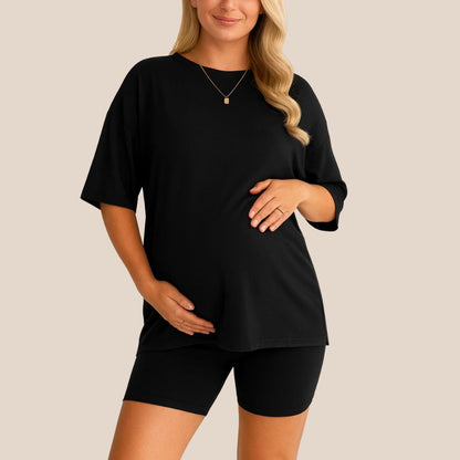 Maternity Comfort Tee & Shorts Two-Piece - Lunettaco