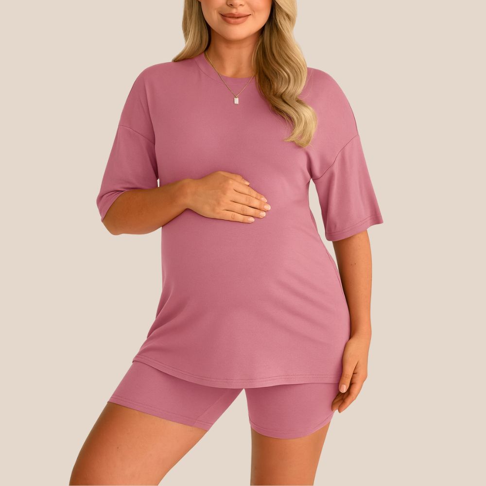Maternity Comfort Tee & Shorts Two-Piece - Lunettaco