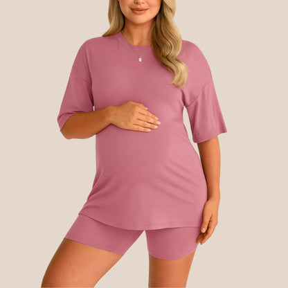 Maternity Comfort Tee & Shorts Two-Piece - Lunettaco