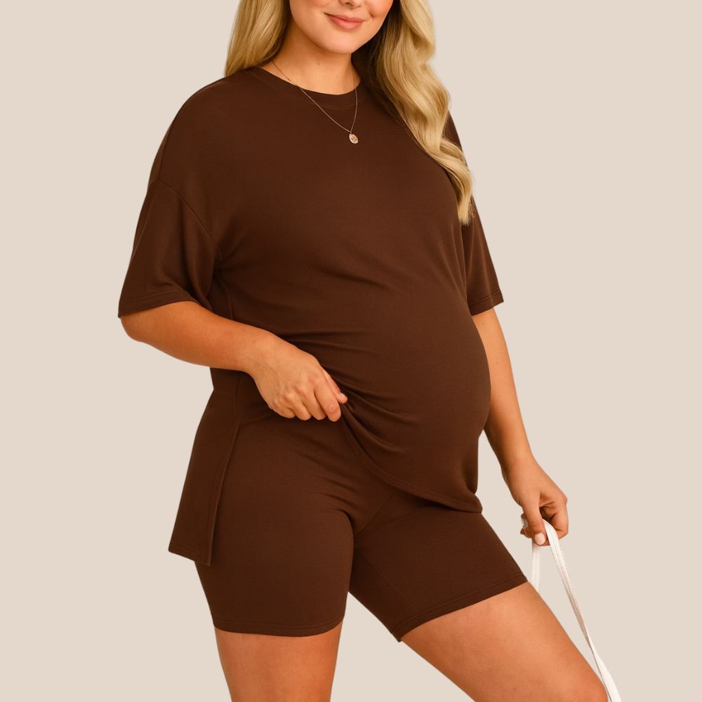 Maternity Comfort Tee & Shorts Two-Piece - Lunettaco