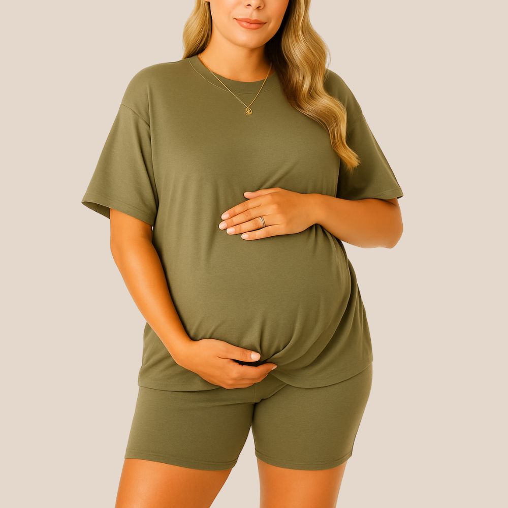 Maternity Comfort Tee & Shorts Two-Piece - Lunettaco
